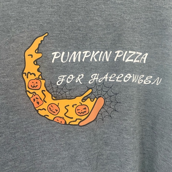 ❤️4 for $25❤️ Halloween pumpkin pizza crewneck sweater size‎ 3XL - Picture 2 of 2